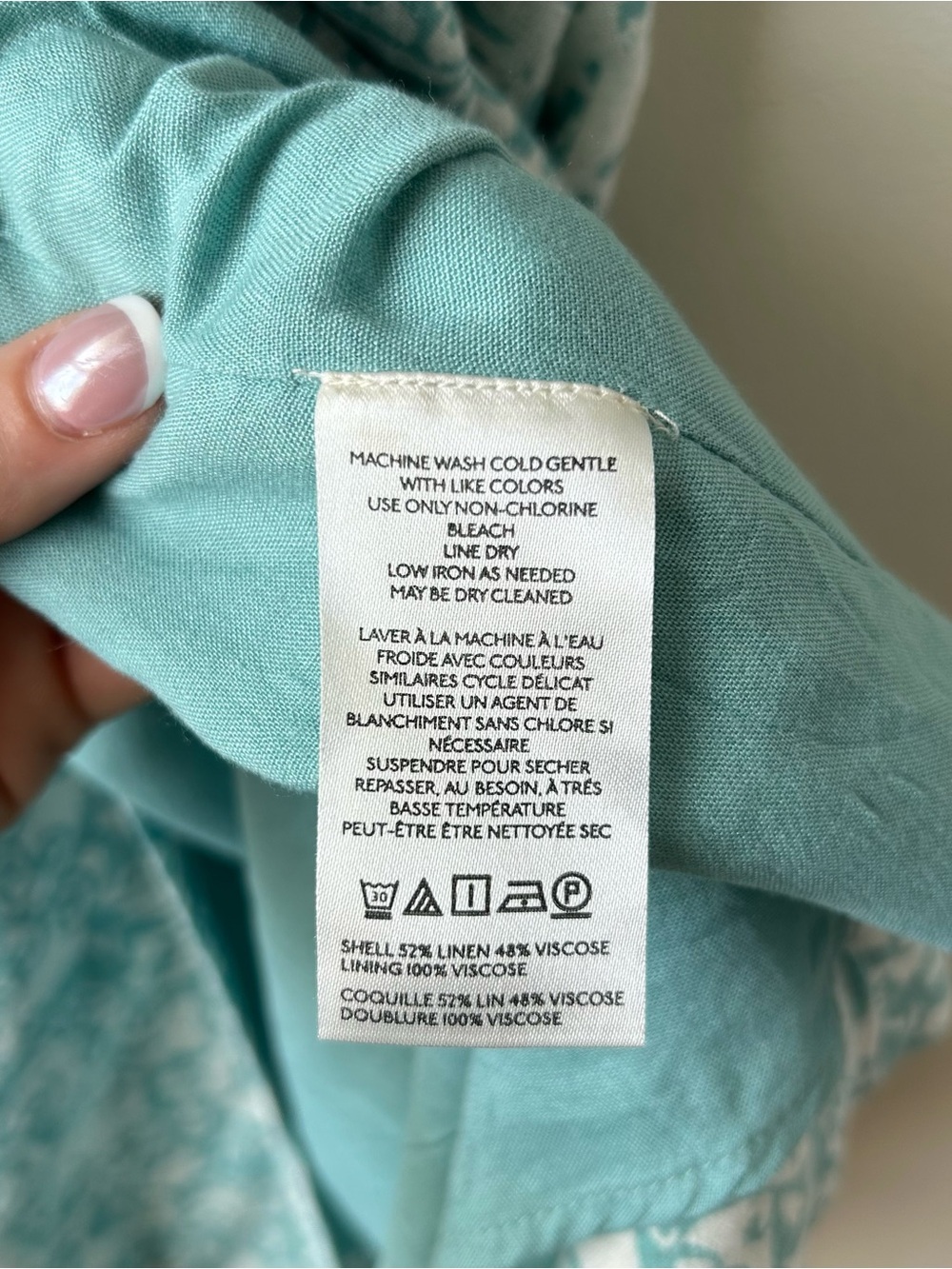 Maeve Anthropologie Irene Linen Shirt Maxi Dress Mint Green Floral XL - Picture 14 of 16